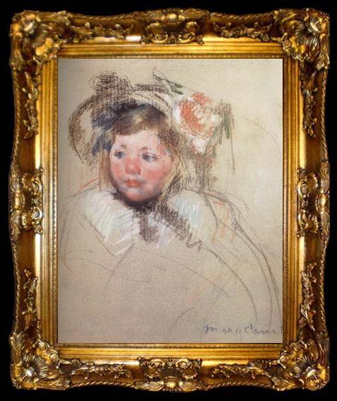 framed  Mary Cassatt Sarah wearing the hat and seeing left, ta009-2